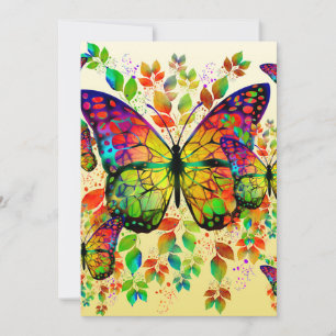 INVITATION PAPILLONS PRINTANIERS NATURE COLORÉE