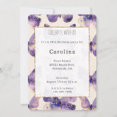 Invitation Papillons Purple Gold Anniversaire (Devant)