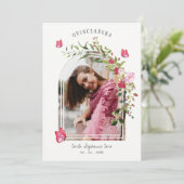 Invitation Papillons romantiques espagnol Quinceañera Photo (Debout devant)