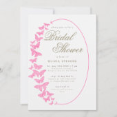 Invitation Papillons rose Boho Frame Elégante Fête des mariée (Devant)