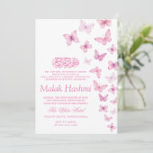 Invitation Papillons rose Chic Aqiqa Aqeeqah islamique (Debout devant)