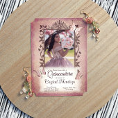 Invitation Papillons rose clair, Quinceanera Brown ornée