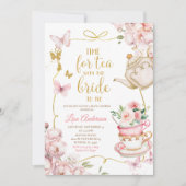 Invitation Papillons rose floral Fête des mariées Tea Party (Devant)