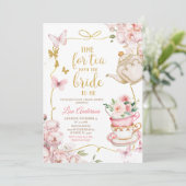 Invitation Papillons rose floral Fête des mariées Tea Party (Debout devant)