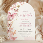 Invitation Papillons rose joli 1er Arc d'anniversaire