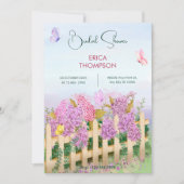 Invitation Papillons rose pourpre Douche nuptiale du jardin (Devant)