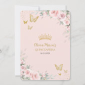 Invitation Papillons Rose rose pâle Quinceañera (Dos)