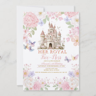 Invitation Papillons Rose Violet Royal cinq-ans Anniversaire