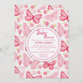 Invitation papillons roses (Devant / Derrière)