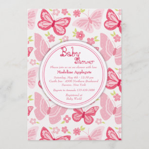 Invitation papillons roses