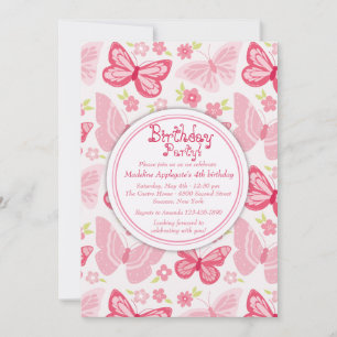 Invitation papillons roses