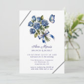 Invitation Papillons Roses Bleues Argent Brunch & Bubbly (Debout devant)