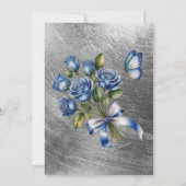 Invitation Papillons Roses Bleues Argent Brunch & Bubbly (Dos)