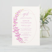Invitation Papillons roses Boho Frame Gold Girl Baby shower (Debout devant)