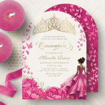 Papillons roses chauds Floral Tiara Quinceanera