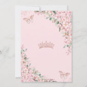 Invitation Papillons Roses en fleurs de cerisier Quinceañera (Dos)