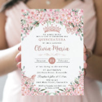 Papillons Roses en fleurs de cerisier Quinceañera