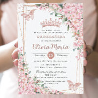 Papillons Roses en fleurs de cerisier Quinceañera