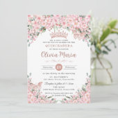 Invitation Papillons Roses en fleurs de cerisier Quinceañera (Debout devant)
