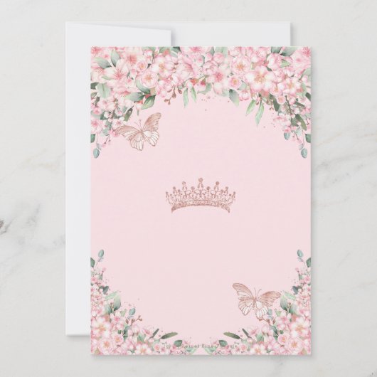 Invitation Papillons Roses en fleurs de cerisier Quinceañera (Dos)