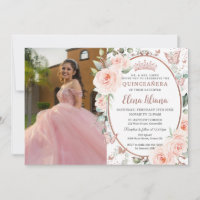 Papillons Roses en or Blush Quinceañera