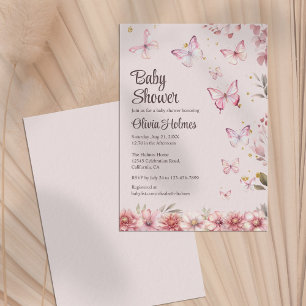Invitation Papillons roses et Baby shower de Jardin Fleur