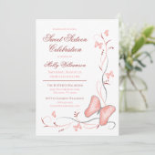 Invitation Papillons roses et perles doux 16 (Debout devant)