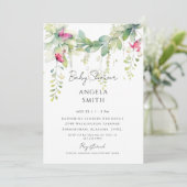 Invitation Papillons roses gouttes Baby shower de feuillage (Debout devant)
