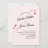 Invitation Papillons roses Jardin Mariage romantique (Devant)