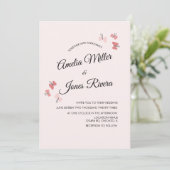 Invitation Papillons roses Jardin Mariage romantique (Debout devant)