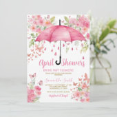 Invitation Papillons roses Les pluies d'avril apportent des f (Debout devant)