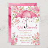 Invitation Papillons roses Les pluies d'avril apportent des f (Devant / Derrière)