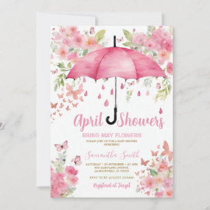 Invitation Papillons Roses Les Pluies d'Avril Font les Fleurs