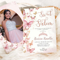 Papillons roses Sweet sixteen 16 Anniversaire Phot