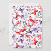 Invitation Papillons Rouge Violet Anniversaire (Dos)