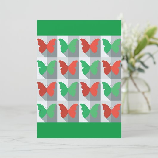 Invitation Papillons rouges et verts