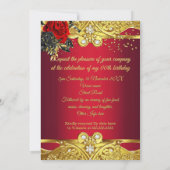 Invitation Papillons rouges Rose Floral Gold fête d'anniversa (Dos)
