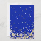 Invitation Papillons Royal Blue Gold Rose Quinceanera (Dos)