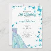 Invitation Papillons Sarcelles Et Robe Début De 18 Ans (Devant)