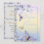 Invitation Papillons Storybook (lavande et beige) (Devant / Derrière)