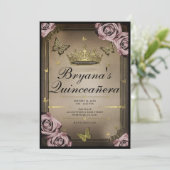 Invitation Papillons Tiara Roses rose pâle Quinceañera (Debout devant)