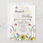 Invitation Papillons tournesol fleur sauvage Brunch & Bubbly (Devant)