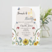 Invitation Papillons tournesol fleur sauvage Brunch & Bubbly (Debout devant)