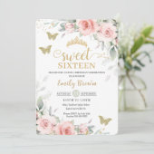 Invitation Papillons verts de Sweet sixteen rose de Sage Flor (Debout devant)