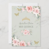 Invitation Papillons verts Sage Quinceañera rose Floral (Dos)