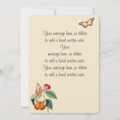Invitation Papillons Vintage, Message Nom Monogramme Vs2 (Dos)