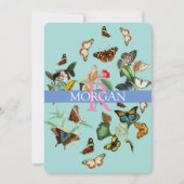 Invitation Papillons Vintage, Message Nom Monogramme Vs2 (Devant)