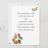 Invitation Papillons Vintage, Monogramme, Nom & Message (Dos)