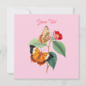Invitation Papillons Vintage, Votre Texte & Message (Devant)