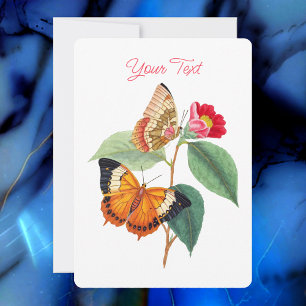 Invitation Papillons Vintage, Votre Texte & Message, Blanc